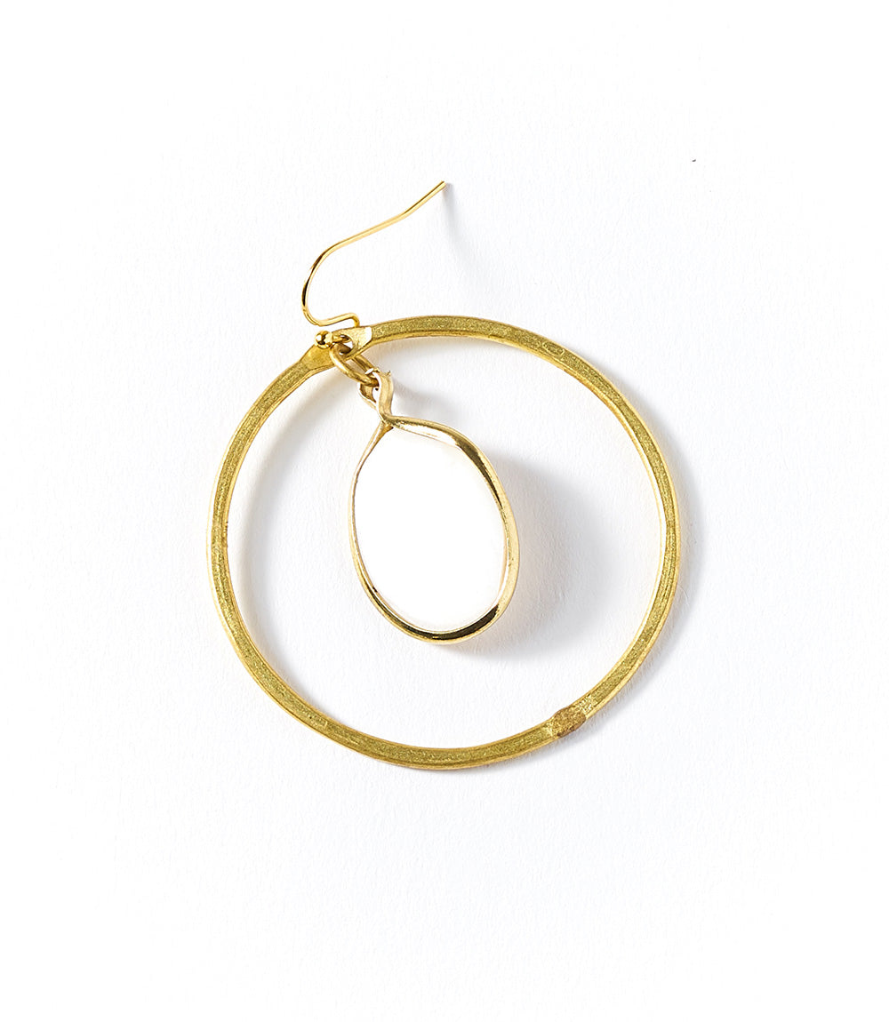 Dhavala Hoop Dangle Earrings - White