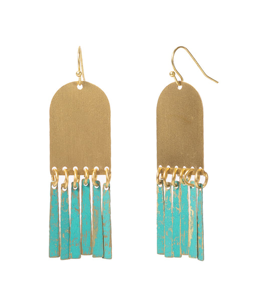 Esha Arch Teal Patina Dangle Earring