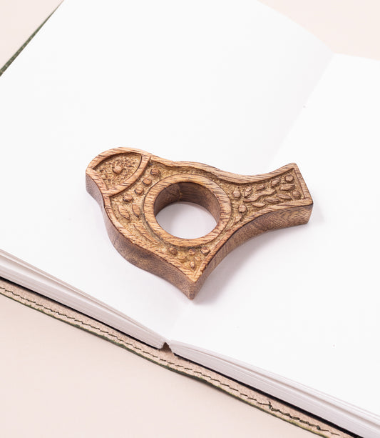 Bird Thumb Book Page Holder - Hand Carved Wood