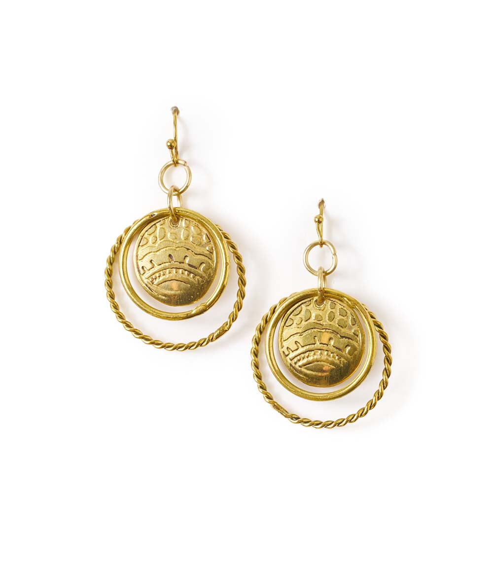 Yashi Embossed Ring Dangle Earring