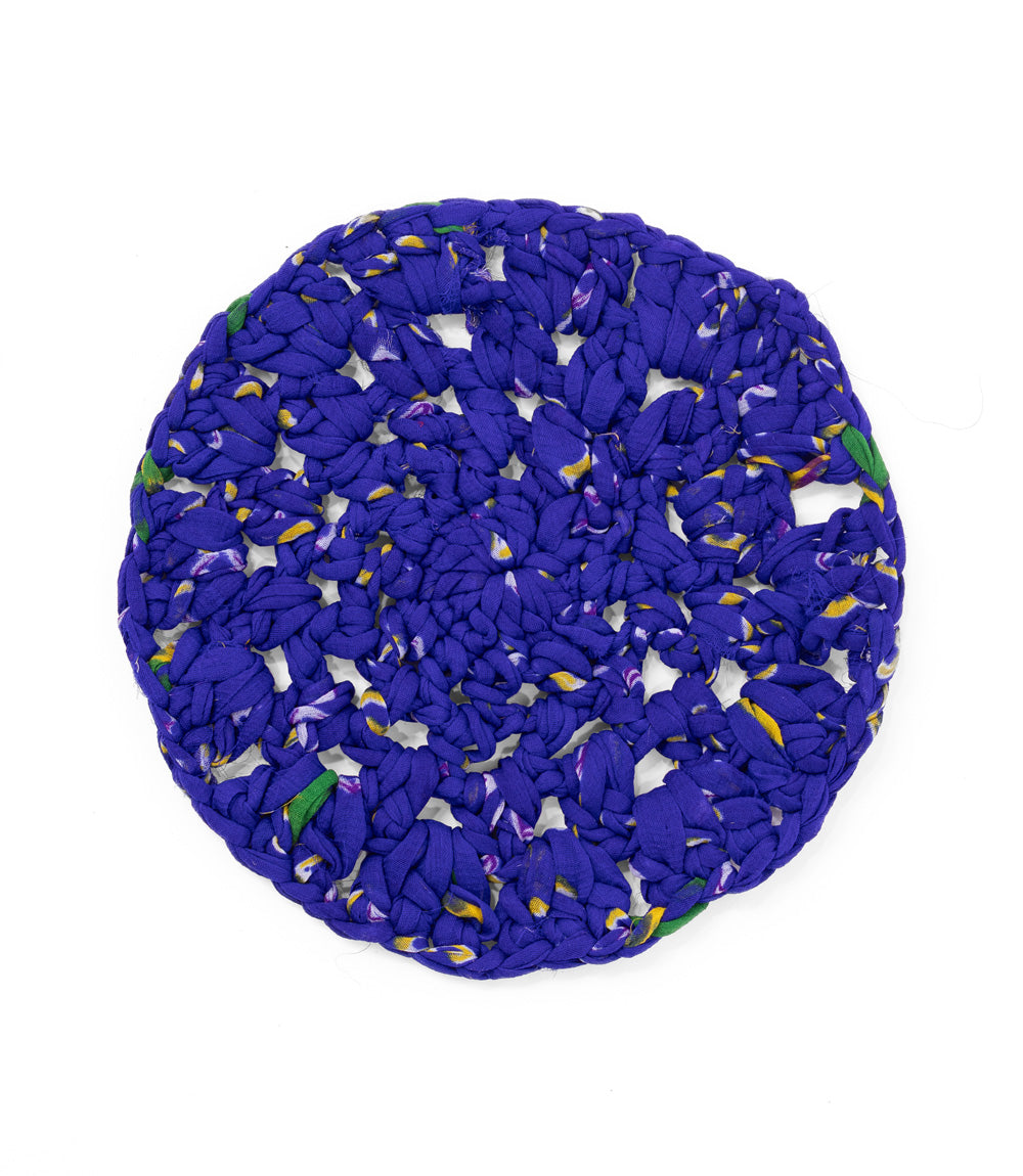 Round Crochet Trivet - Assorted Upcycled Sari Fabric