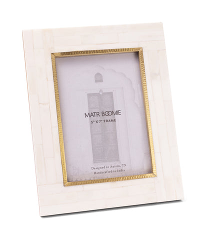 Mukhendu 5x7 Picture Frame - Bone, Brass Inner Edge