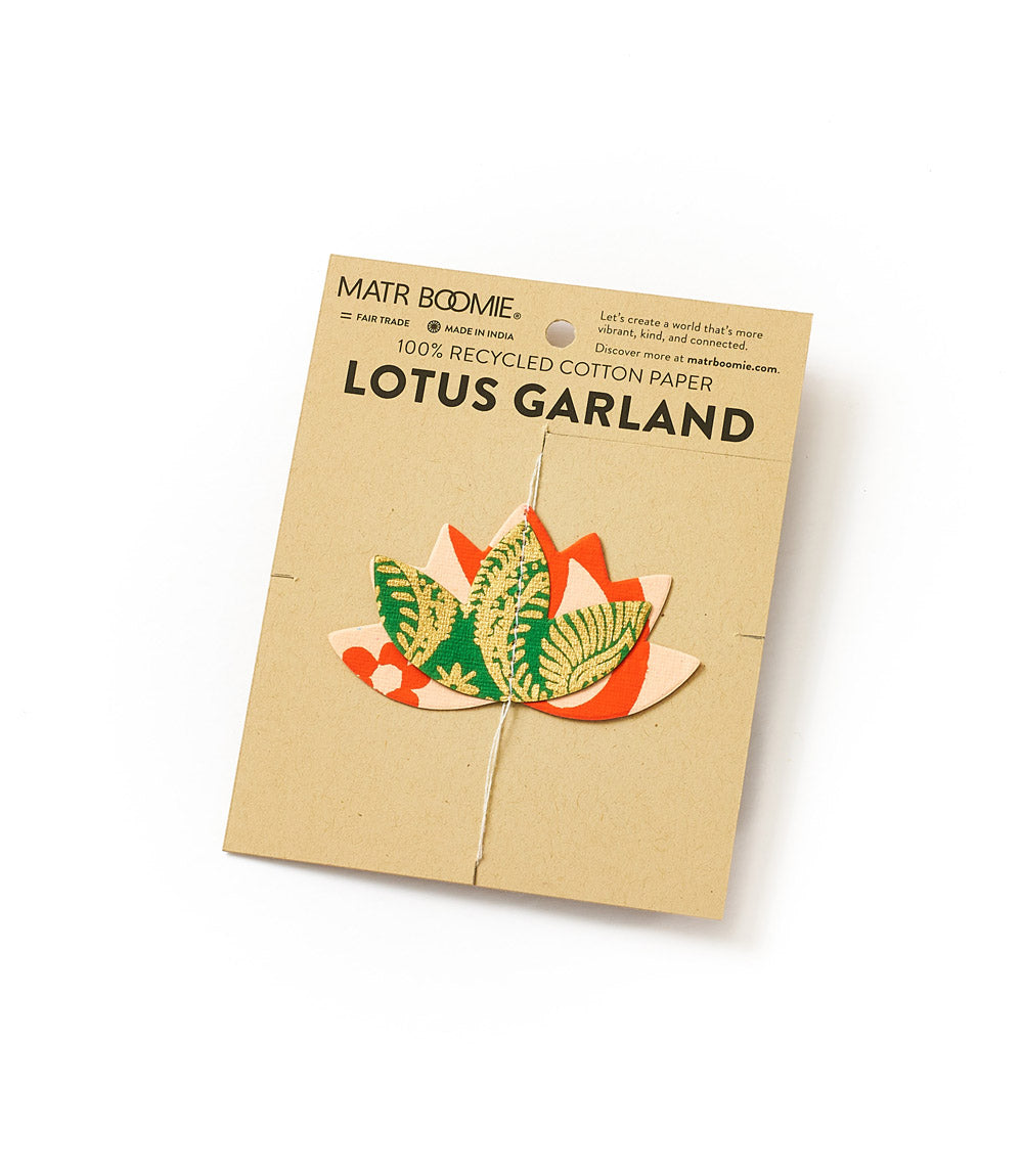 Lotus Recycled Paper Garland - Eco-Friendly, Tree-Free
