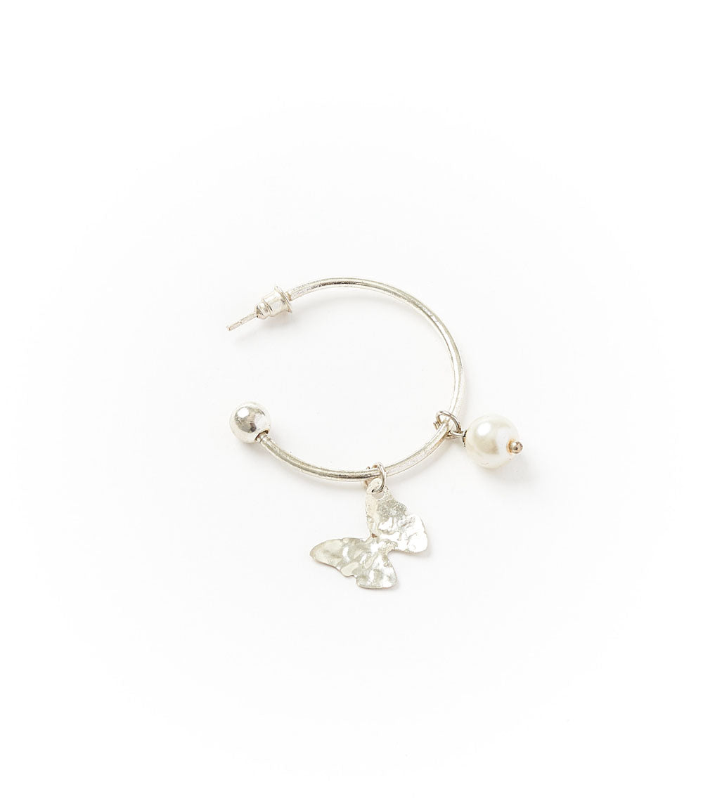 Ishya Butterfly Pearl Hoop Earrings
