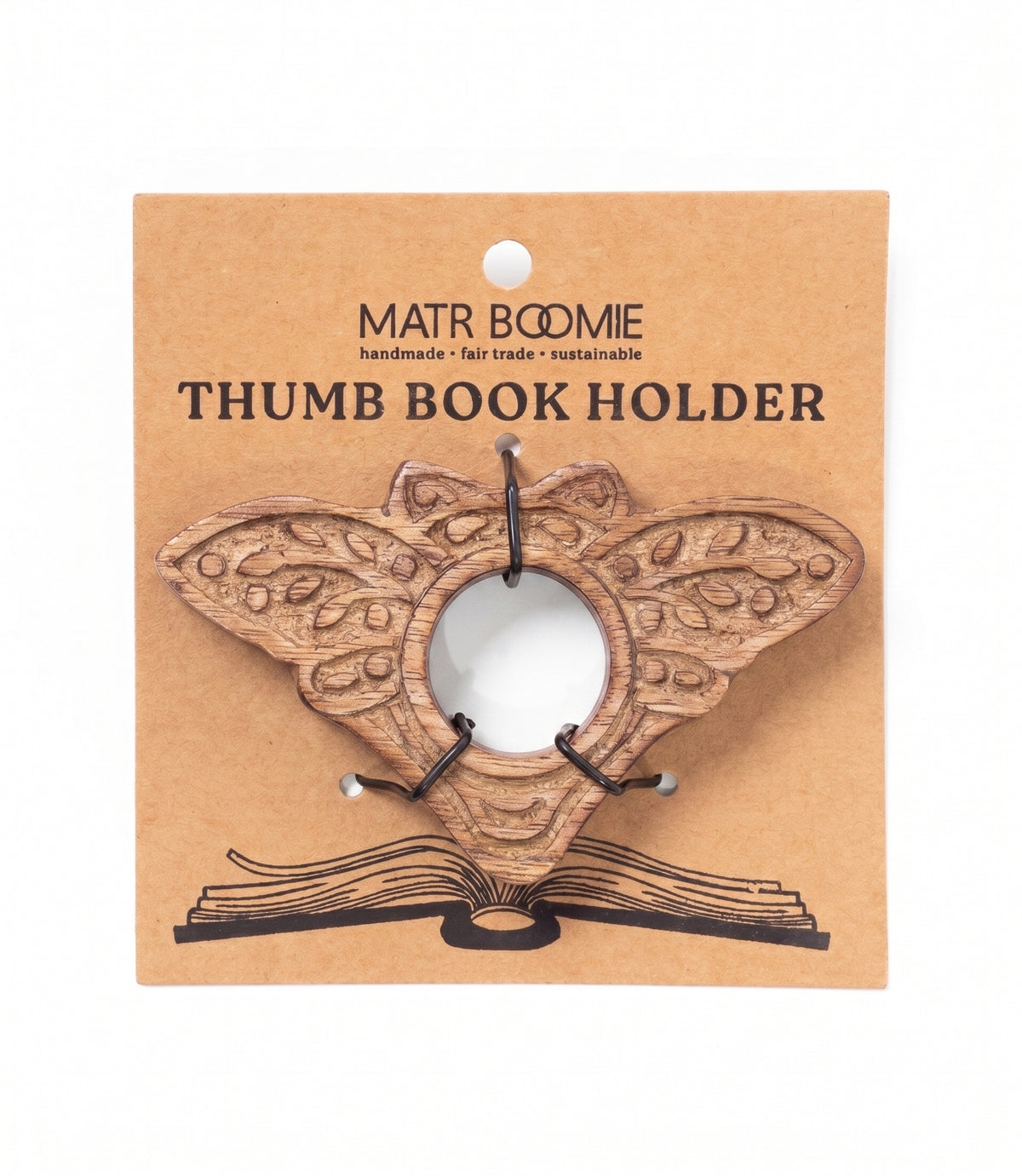 Bee Thumb Book Page Holder - Hand Carved Wood