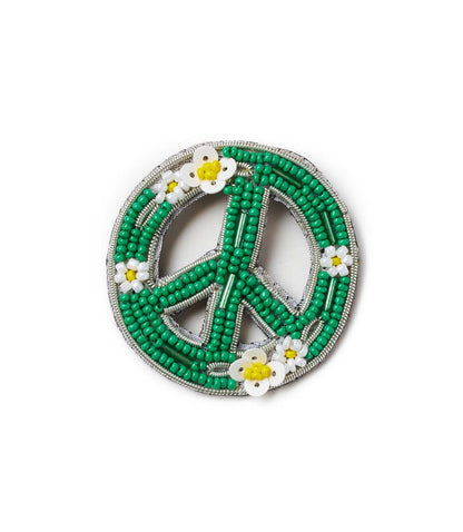 Bala Mani Beaded Peace Brooch Pin - Handmade