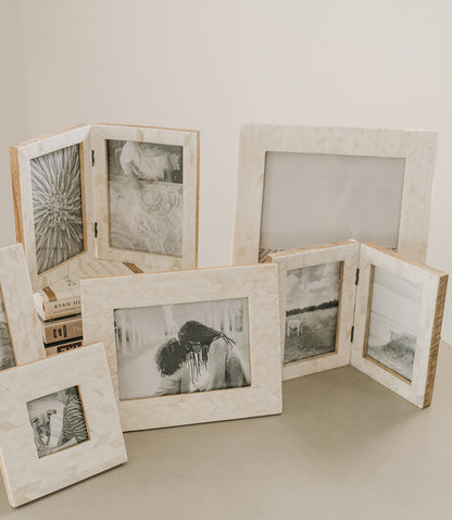 Artemis 5x7 Double Picture Frame - Bone, Fair Trade