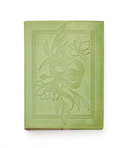 Snake Embossed Green Leather Journal - Refillable Notebook