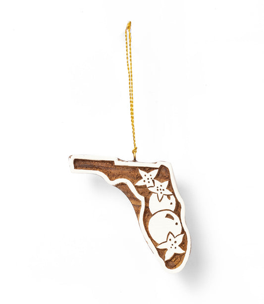 Florida State Orange Blossom Ornament - Hand Carved State Flower