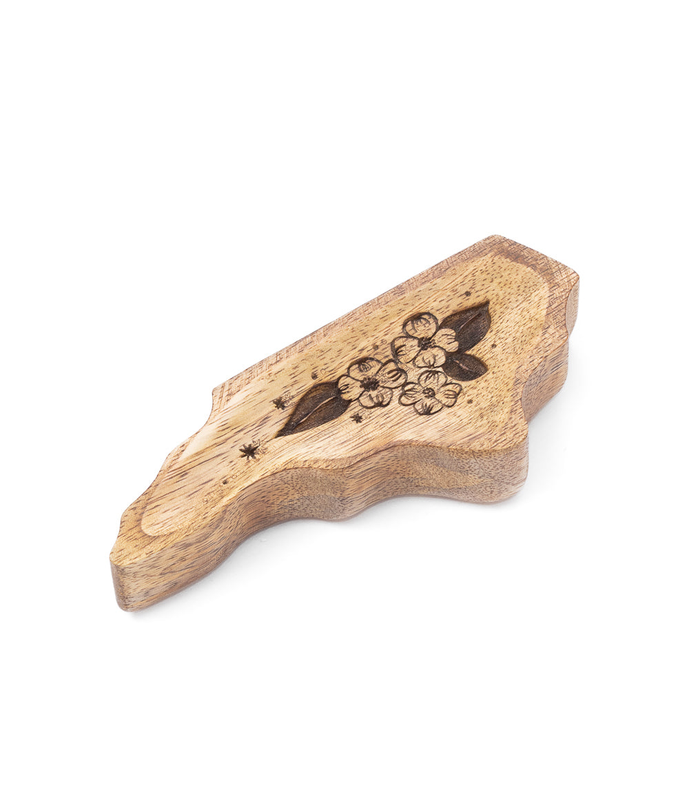 North Carolina State Dogwood Trinket Dish - Mango Wood