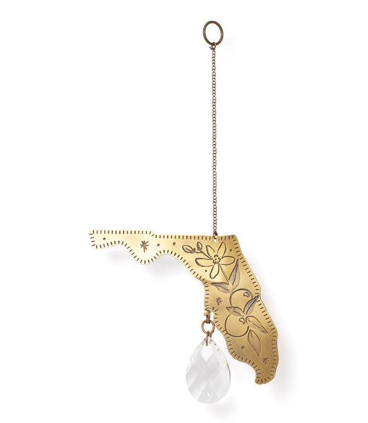 Florida State Orange Blossom Engraved Suncatcher