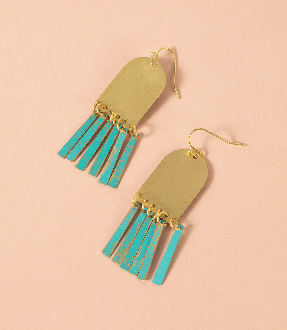 Esha Arch Teal Patina Dangle Earring