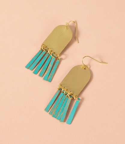 Esha Arch Teal Patina Dangle Earring