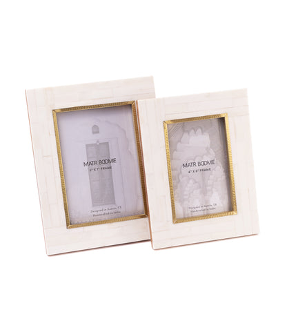 Mukhendu 5x7 Picture Frame - Bone, Brass Inner Edge