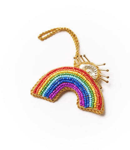 Larissa Rainbow Sun Rays Ornament - Hand Embroidered