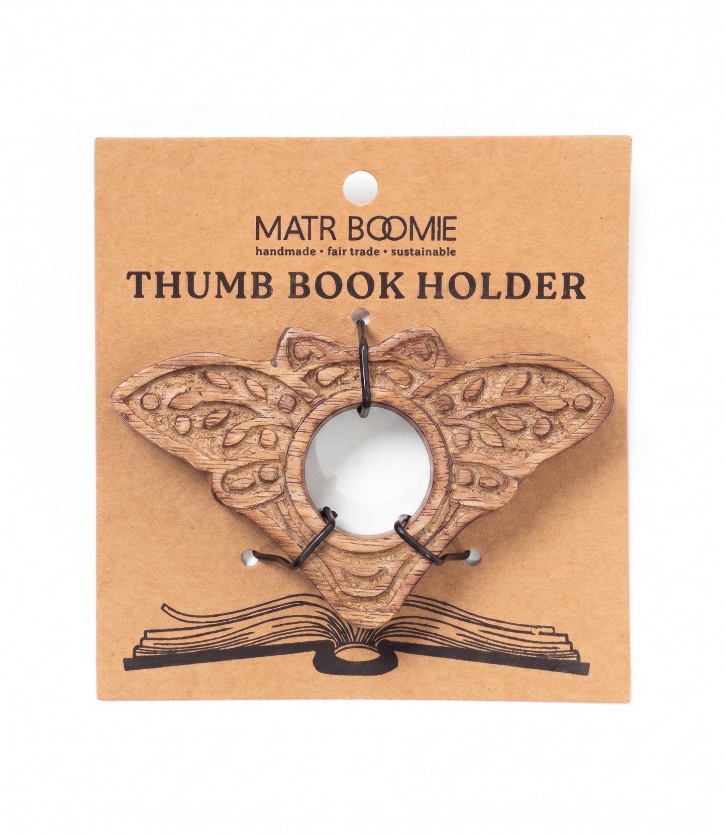 Bee Thumb Book Page Holder - Hand Carved Wood