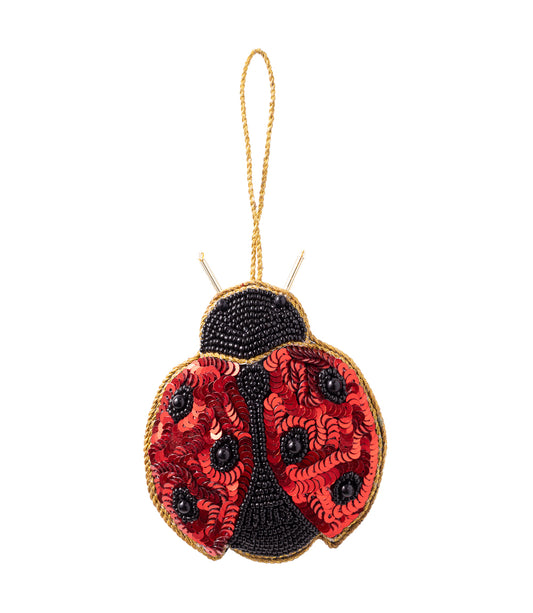 Larissa Ladybug Ornament - Hand Embroidered