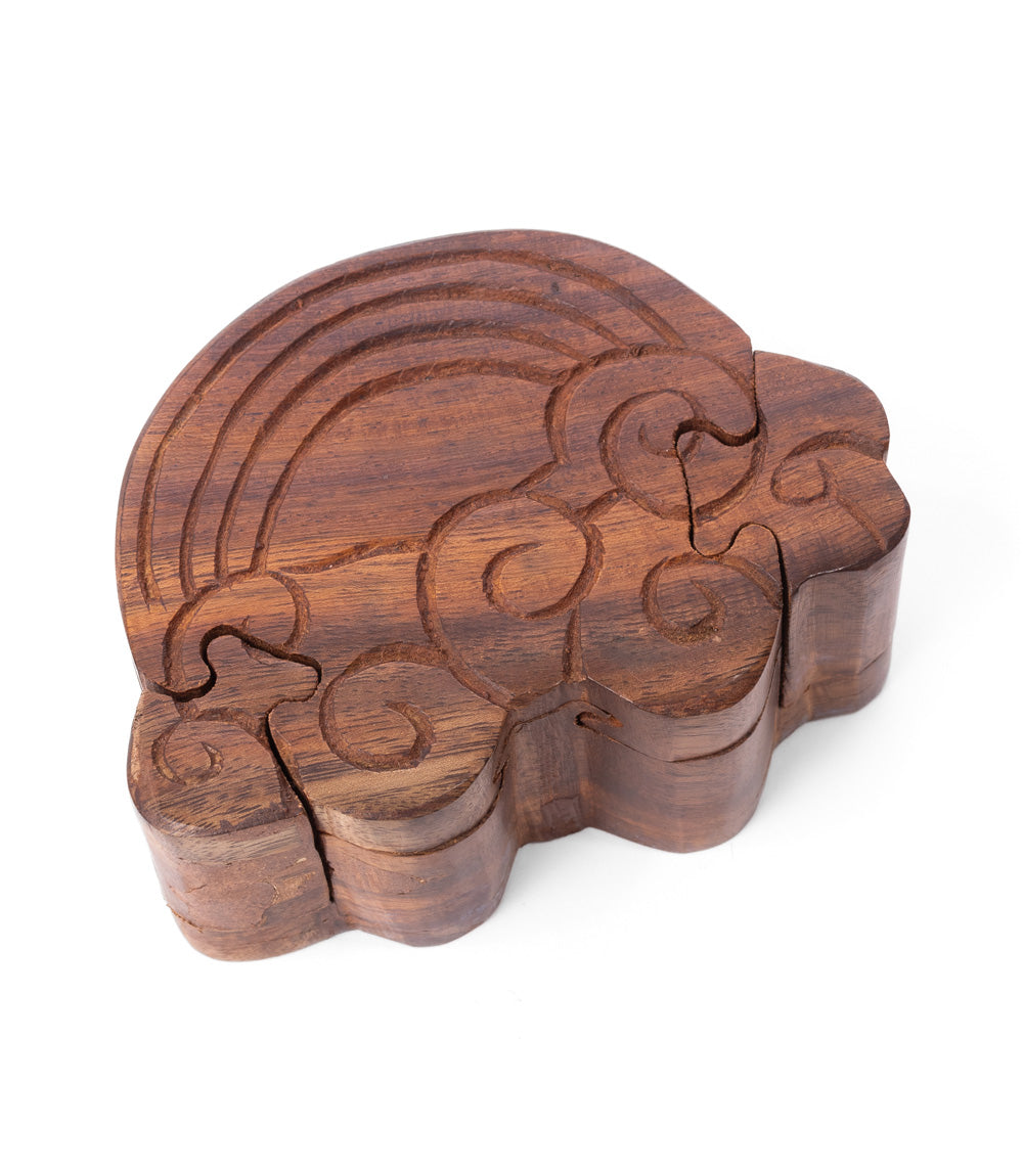 Rainbow Puzzle Box - Hand Carved Wood