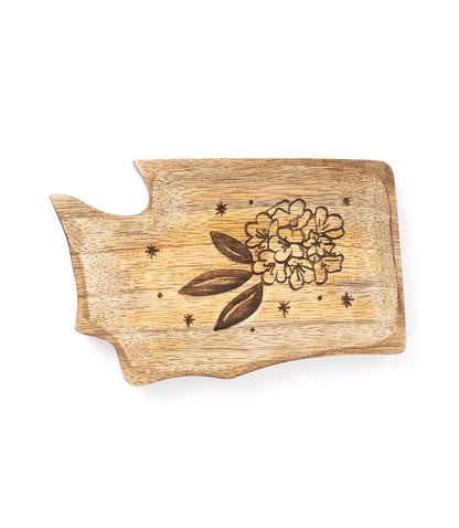 Washington State Rhododendron Trinket Dish - Mango Wood