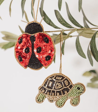 Larissa Ladybug Ornament - Hand Embroidered