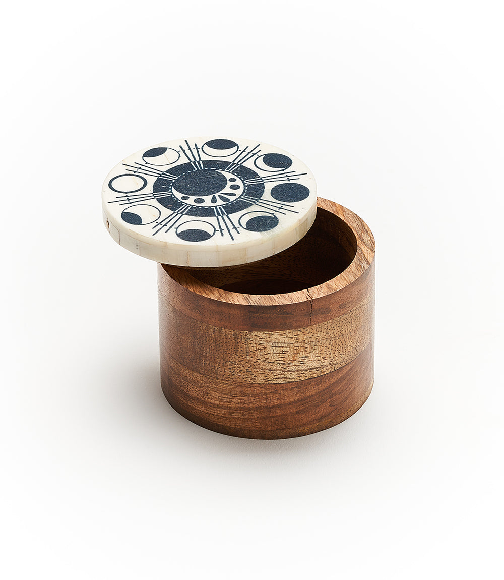Ankura Moon Phase Keepsake Box - Handcrafted Wood, Bone