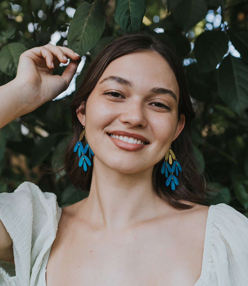 Chameli Chandelier Earrings - Teal Patina