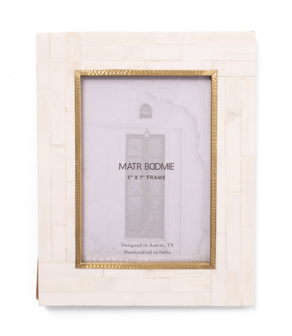Mukhendu 5x7 Picture Frame - Bone, Brass Inner Edge