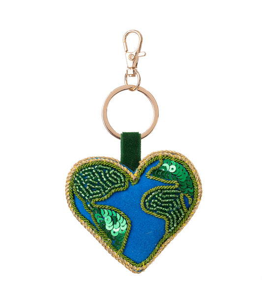 Raksha Heart Earth Bag Charm Keychain