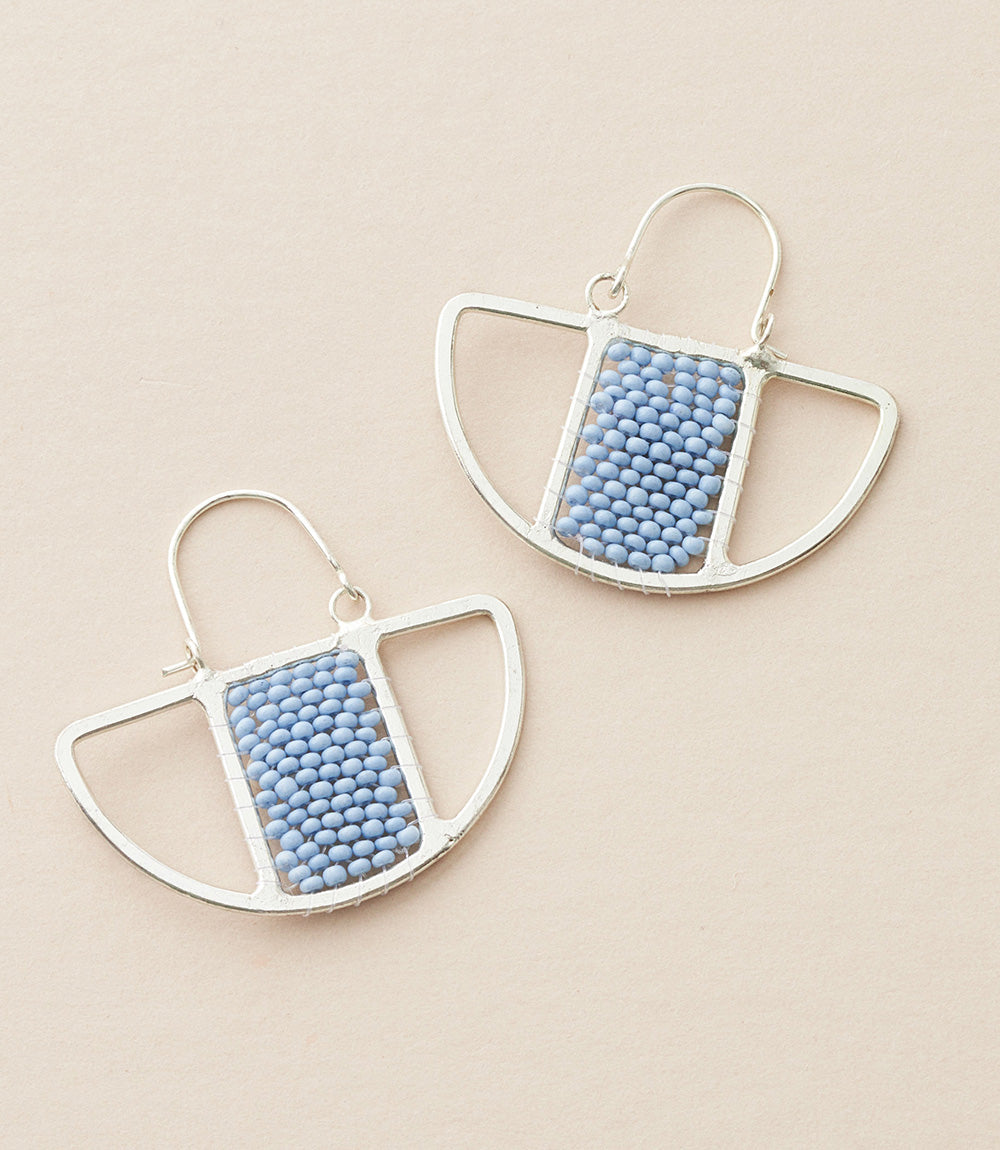 Rajiyah Beaded Fan Earrings - Blue