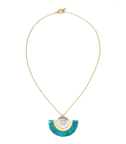 Vitana Cosmos Teal Fringe Drop Necklace