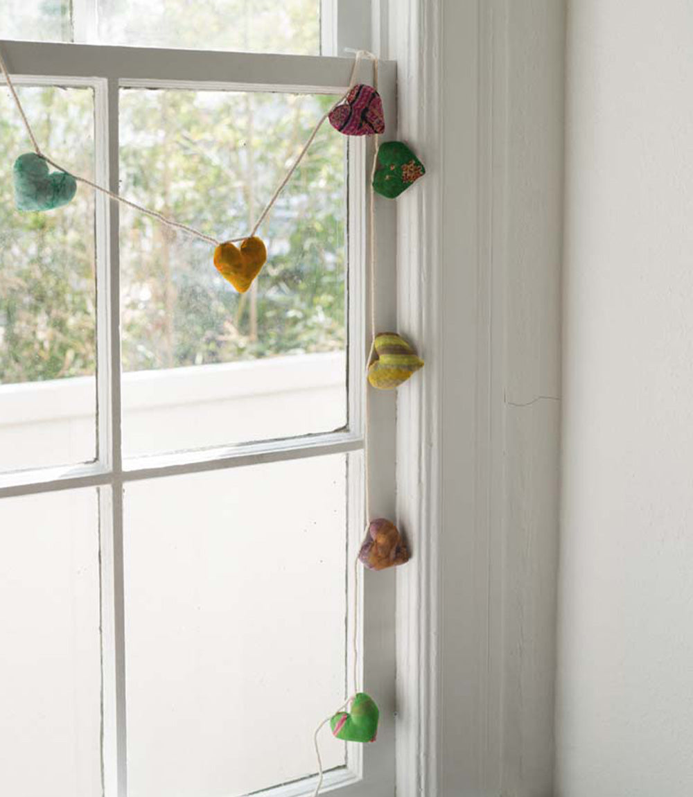 Heart Upcycled Sari Garland - Assorted Colors
