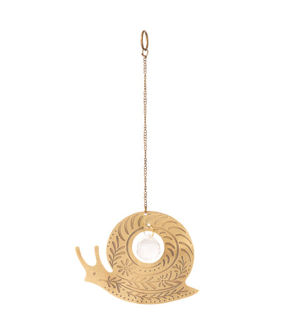 Surya Snail Engraved Brass Suncatcher