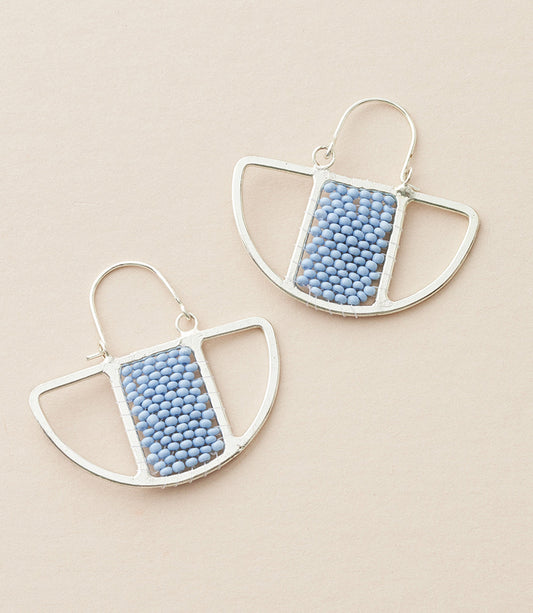 Rajiyah Beaded Fan Earrings - Blue