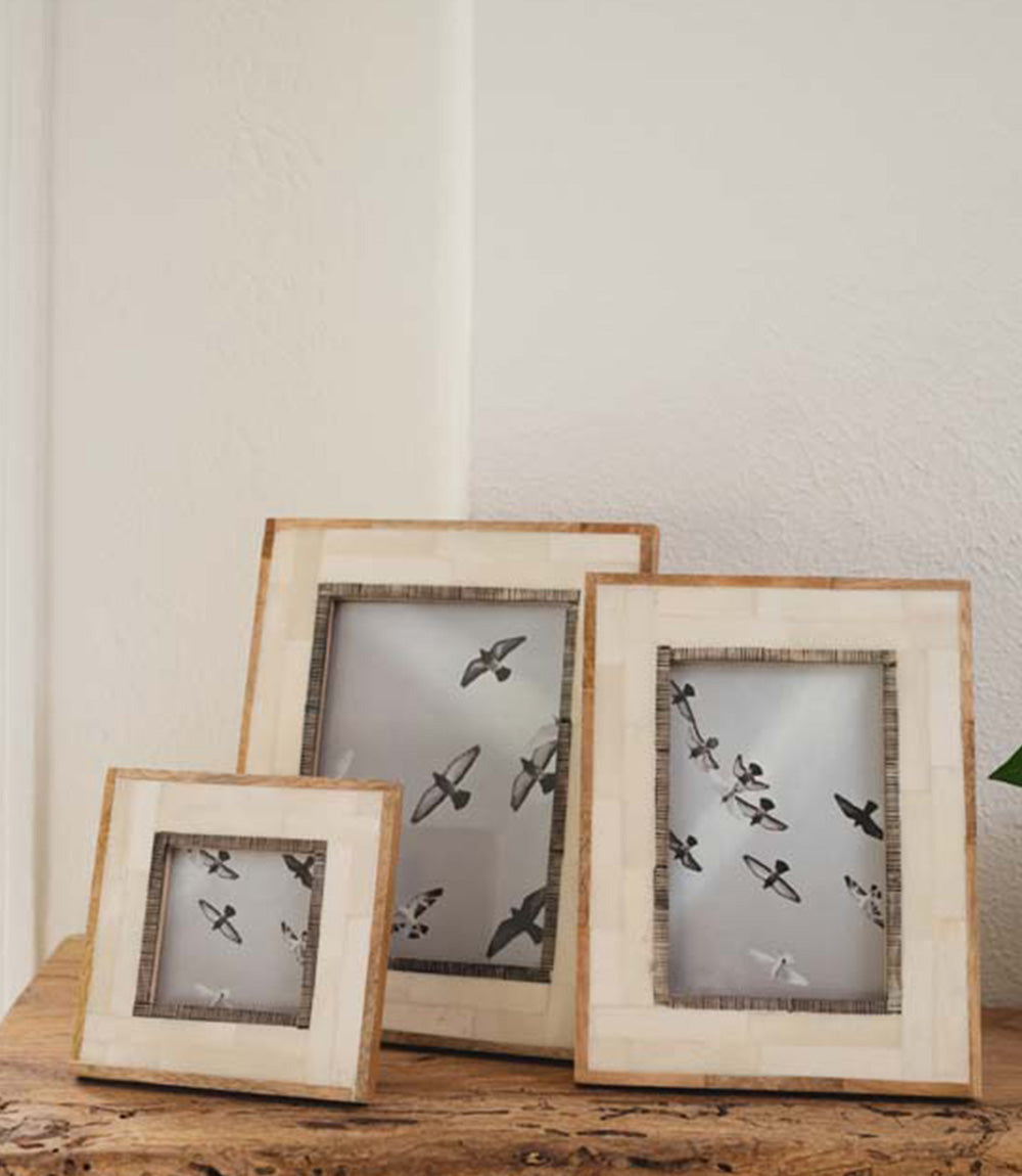 Janaka 4x6 Picture Frame - Carved Bone and Horn