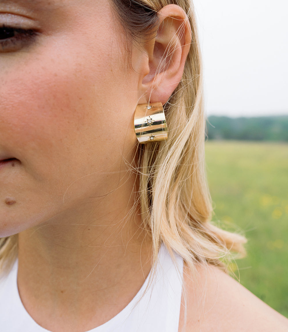 Sitara Starry Studded Round Hoop Earrings