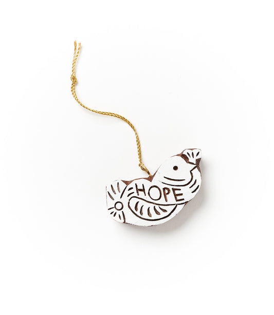 Hima Bindu Hope Dove Ornament - Hand Carved Indian Rosewood