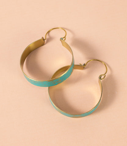 Esha Teal Patina Hoop Earrings