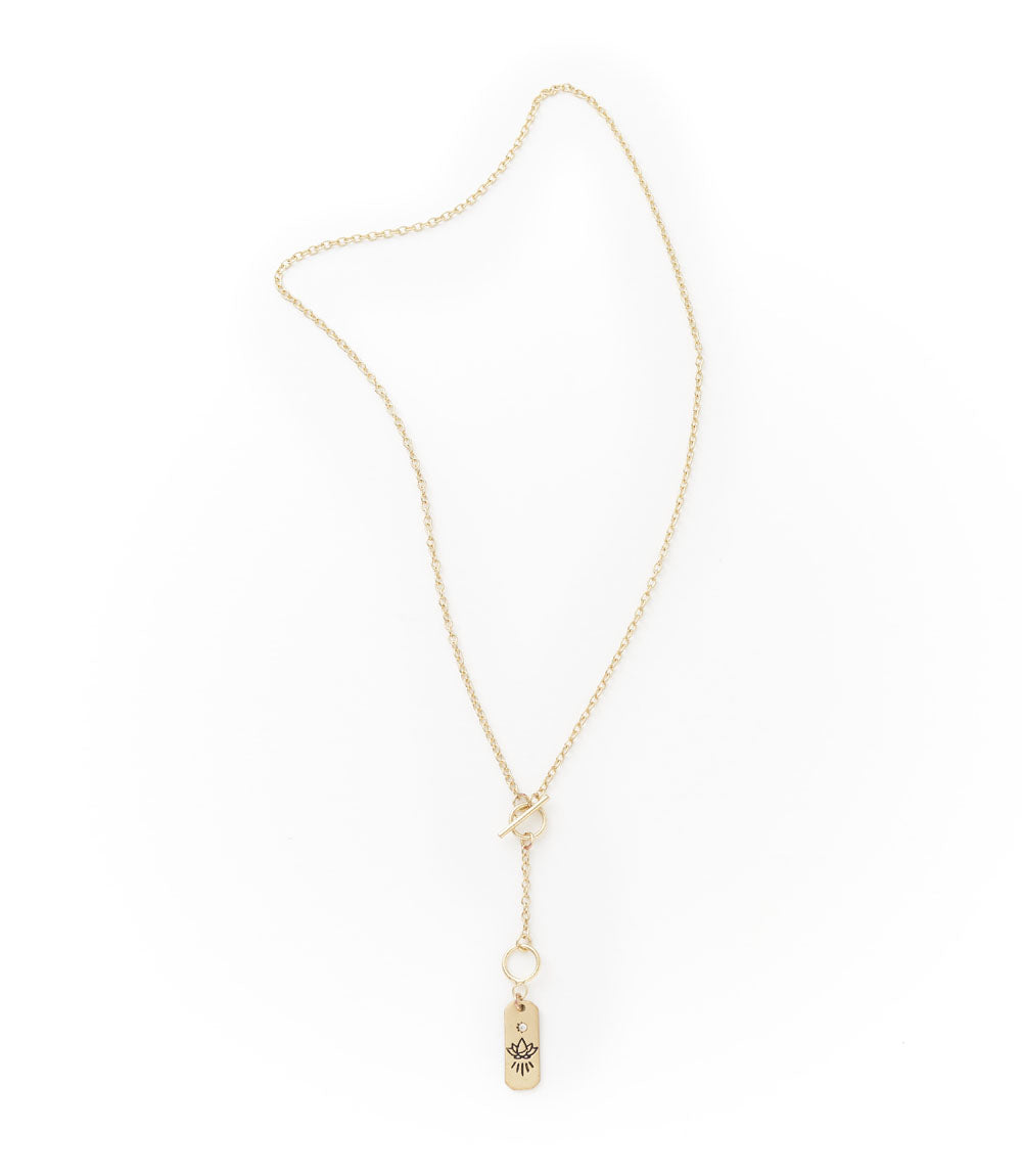 Ruchi Lotus Charm Dainty Drop Lariat Necklace