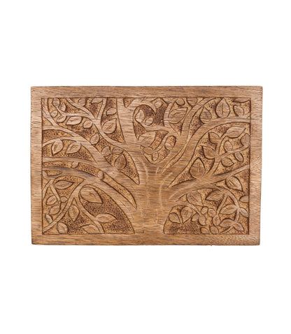 Aranyani Tree of Life Jewelry Box With Tray - Hand Carved Wood