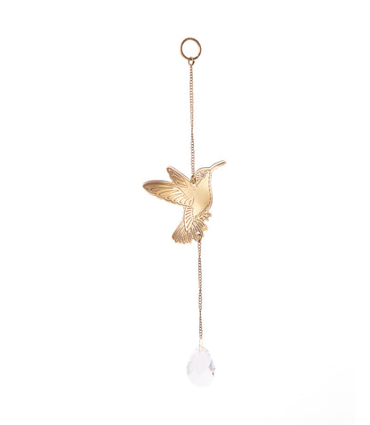 Surya Mini Hummingbird Engraved Brass Suncatcher