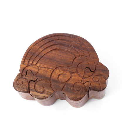 Rainbow Puzzle Box - Hand Carved Wood