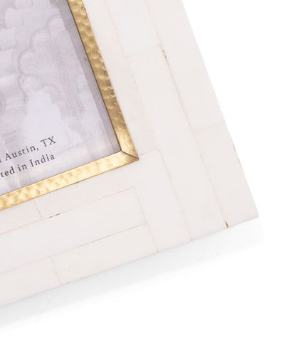 Mukhendu 4x6 Picture Frame - Bone, Brass Inner Edge