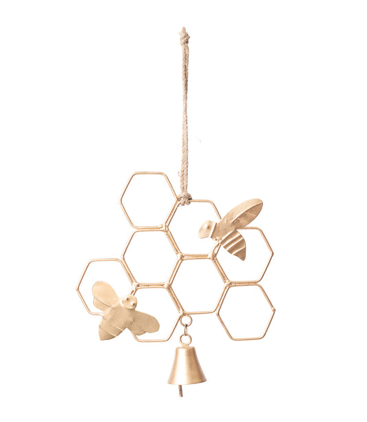 Mitra Bee Honeycomb Rustic Bell Wall Art