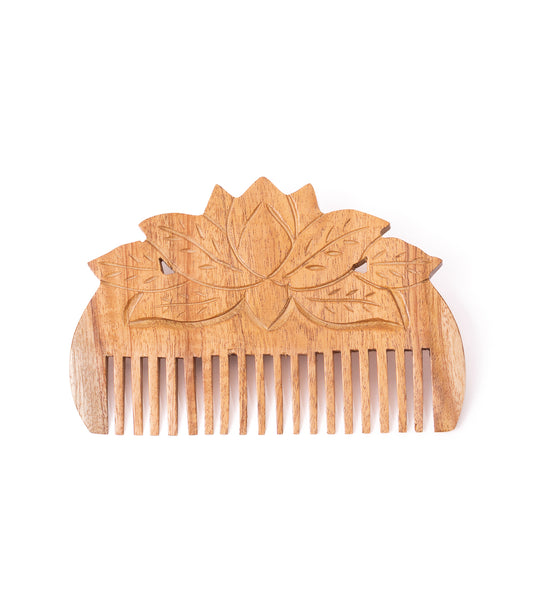 Lotus Flower Neem Wood Comb