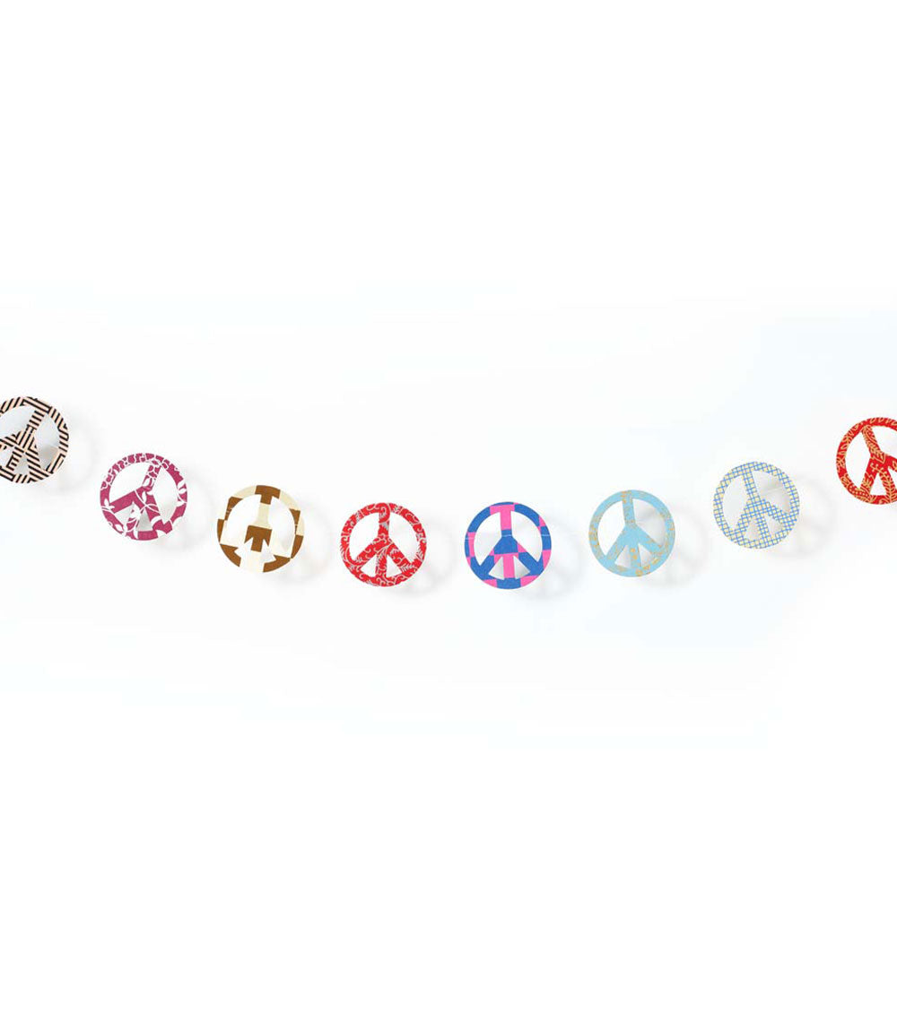 Peace Sign Recycled Paper Garland - Assorted Prints