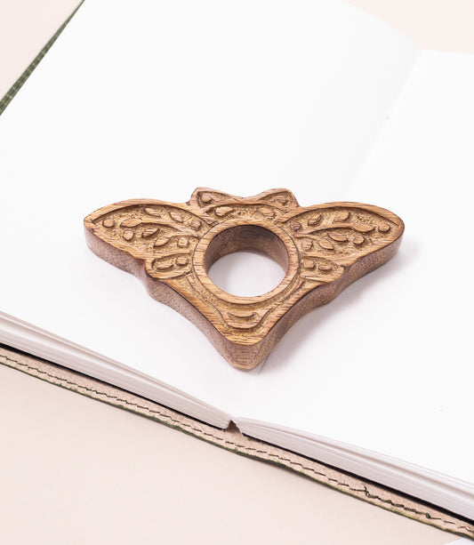 Bee Thumb Book Page Holder - Hand Carved Wood