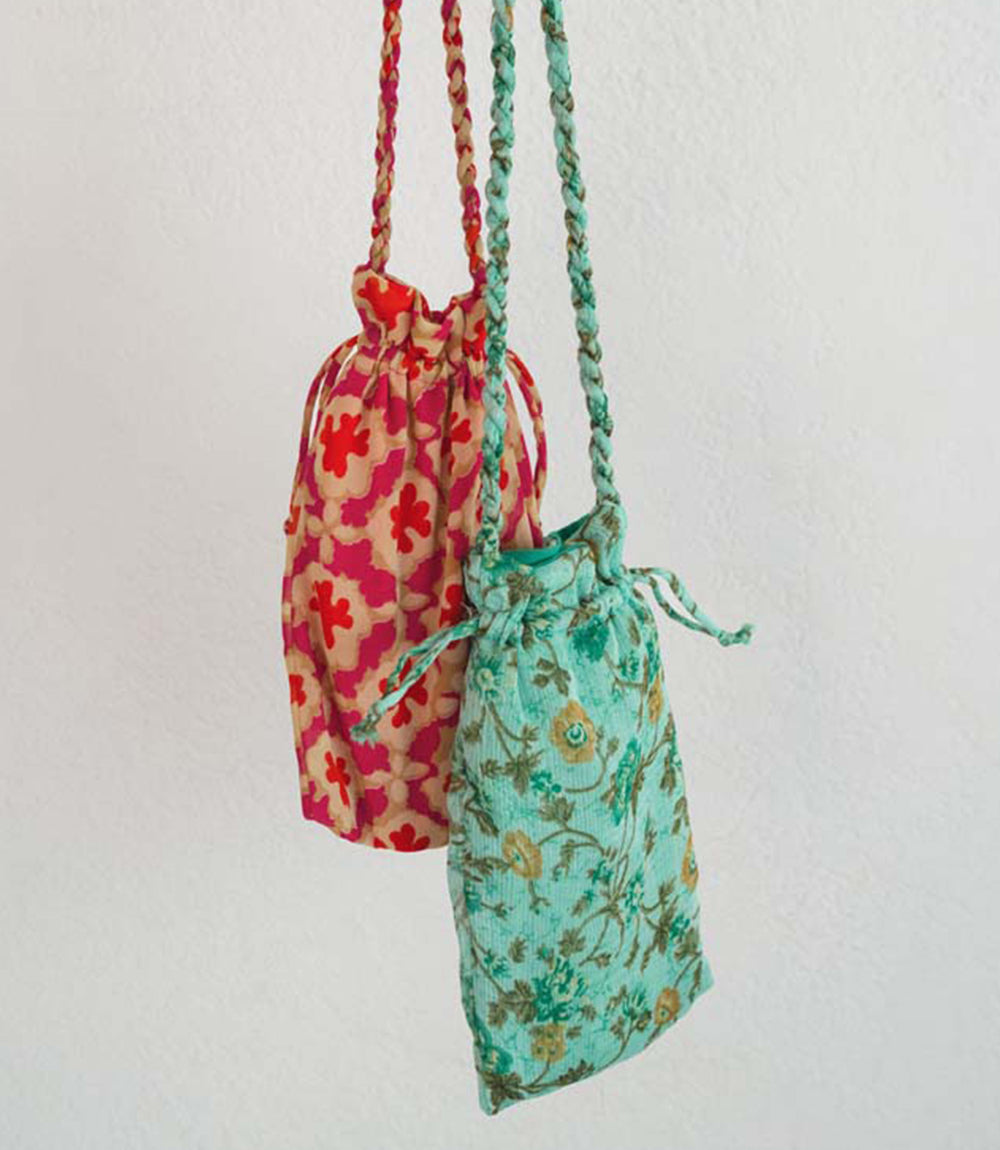 Tokari Drawstring Crossbody Bag - Assorted Upcycled Sari