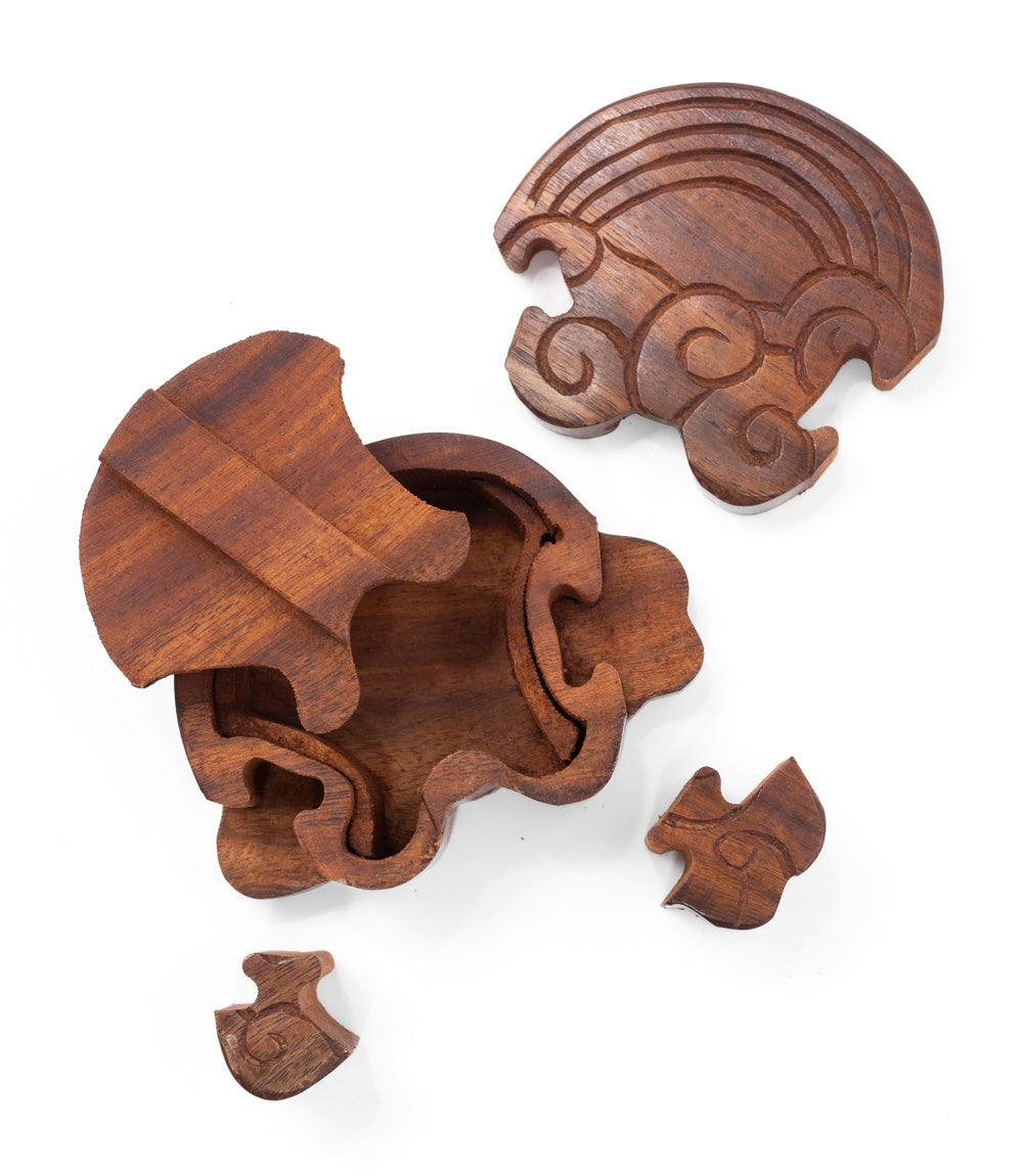 Rainbow Puzzle Box - Hand Carved Wood
