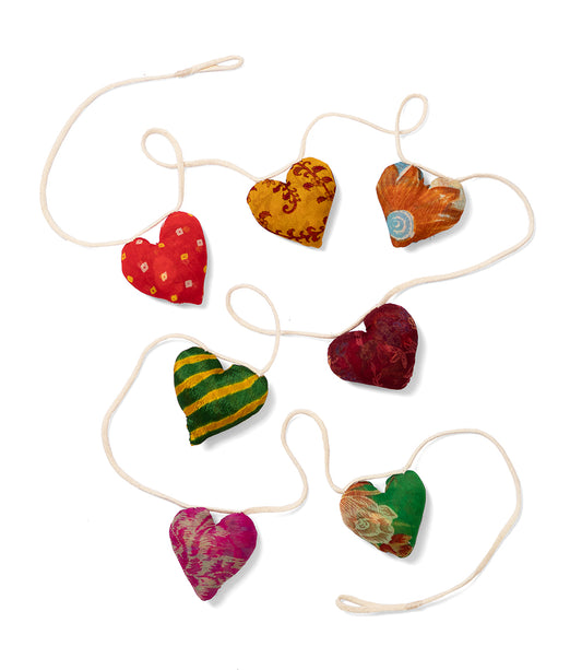 Heart Upcycled Sari Garland - Assorted Colors