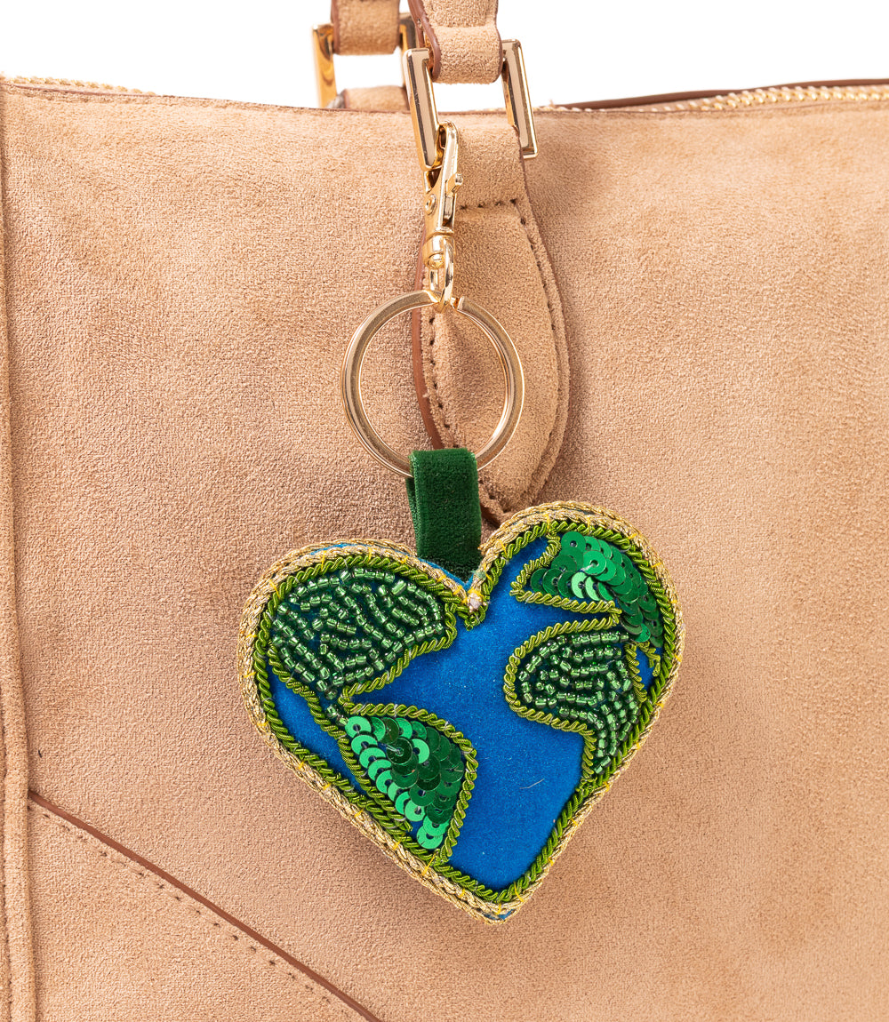 Raksha Heart Earth Bag Charm Keychain